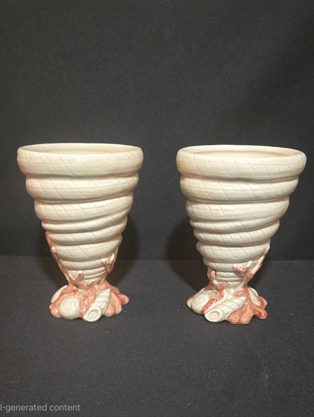Vintage Fitz And Floyd Oceana Collection Hand Painted Pedestal Cup/Vase
